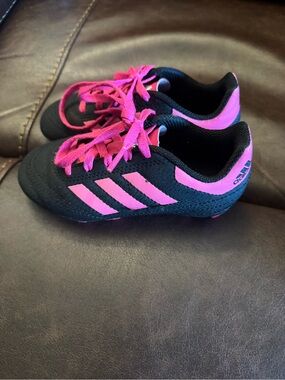 adidas Kids Black & Hot Pink Soccer Sneakers